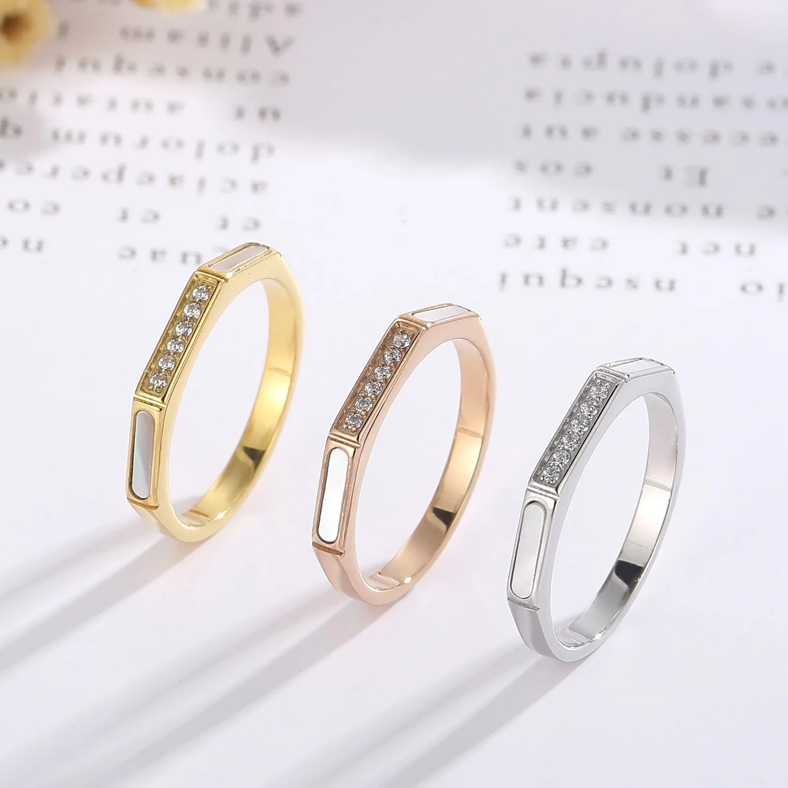 Fine Jewelry Stackable Design Luxury Zircon Finger Rings 18k Gold Plated Custom  Stainless Steel Engagement Ring for Women