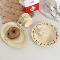 Solhui Original Ins Style French Ceramic Tableware Cream Color Retro Breakfast Fish Dessert Plate Stacked Ceramic Mug