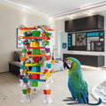 Eco-Friendly Large Wooden Pet Cage Toys Cotton Rope Colorful Birds Swing Toys Hanging Parrot Teething Toy