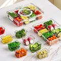 Portable Transparent 8-Compartment Plastic Snack Box with Handle Divided Veggie Tray and Fruit Organizer for Food Packing