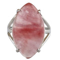 Wholesale Silver Plated Horse Eye Rings for Women Girls Adjustable Fashion Cherry Quartz Gemstone Rings