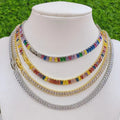 NZ1447 Bling Jewelry Chic Gold Plated Wide Rectangle CZ Baguette Diamond Cubic Zirconia Tennis Chain Buckle Necklace