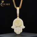 New Design Hamsa Hand Allah Pendant 925 Sterling Silver Baguette Moissanite Diamond Pendant Hip Hop Jewelry Rapper Gifts