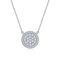 Elegant 925 Silver Zirconia Necklace for Women Simple CZ Disc Pendant Daily Wear Jewelry