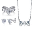 Fashion Silver Jewelry Set Rhodium Plated Heart Cut Diamond Zirconia Ring Women Jewelry Sets for Party