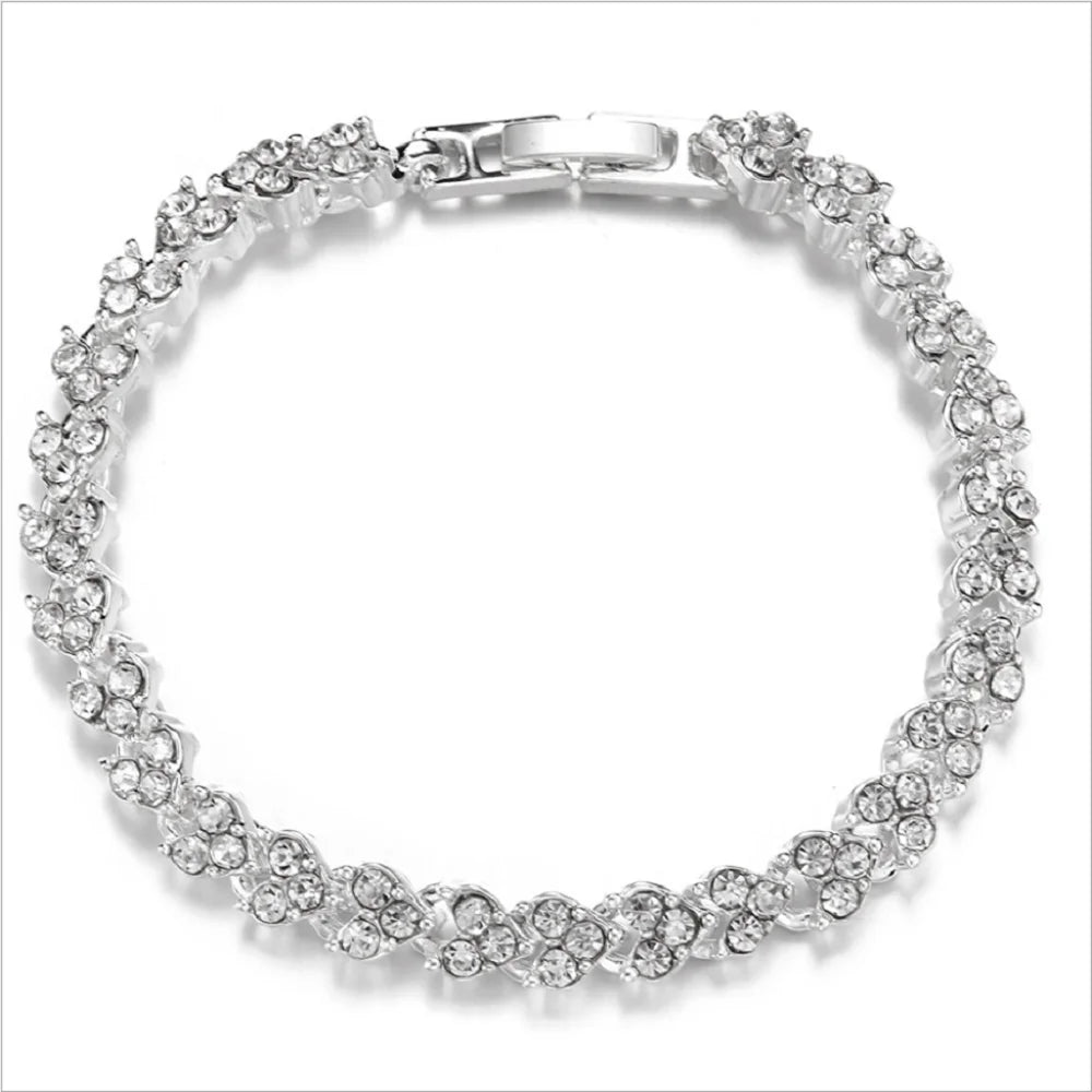 Wholesale Fashion Brass Alloy with Silver Plated Heart Shape Wrap Bracelet Diamond Inlaid Roman Bracelets Jewelry China Supplier