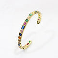 New Trendy Women's Charm Bracelets Colorful Micro Pave Rainbow 18K Gold Plated Zircon Jewelry