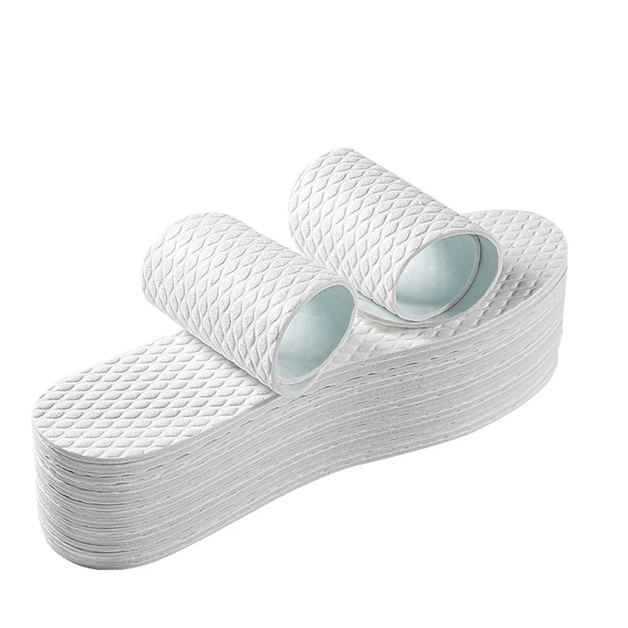 Cheap Wood Pulp Latex Barefoot Insoles Anti-slip Disposable Insoles Sweat Absorbent Breathable Shoe Pads Wholesale MOQ 5 Pairs