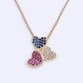 QIKU New Fashion Colorful Heart-shaped Charm Necklace Rainbow Rhinestone Gold Color Chain Couple Pendant Women Jewelry Wholesale