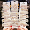 GENYA INS Pearl Hair Pin Round Flower with Diamond Hair Clips for Women Girls Metal Hair Accessories