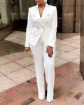 2024 Women Lady Spring  and Summer Fashion New High Waist Solid Color Suit Long Sleeve Pants Suit Elegant Set