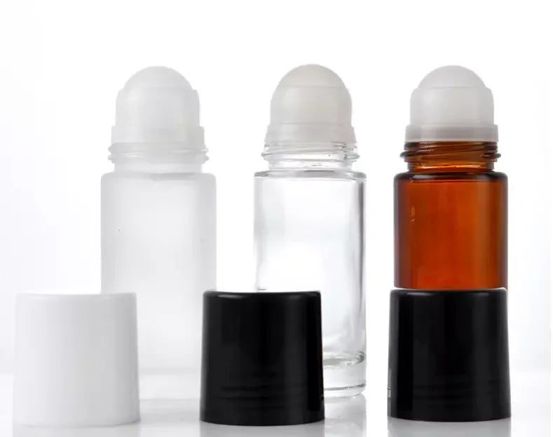 Hot Sale Amber Frosted Clear Color Refillable Wide Mouth Deodorant Glass Roller Bottles 50ml 30ml Roll on Bottle