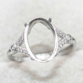 Sterling Silver 9*13mm Semi Mount Ring Empty Frame Blank Support Setting S925 Base Holder Without Center Stone for DIY Inlay