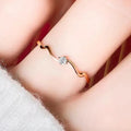Delicate Minimalist Stainless Steel Wavy Zircon Engagement Ring Non Tarnish 18k Gold Plated Cubic Zirconia Thin Wave Ring Women