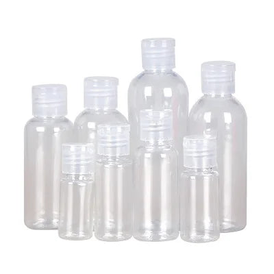 White PET Disc-Top Cosmetic Lotion Bottles 5ml to 30ml Sizes with Flip Top Cap Empty Plastic Bottles