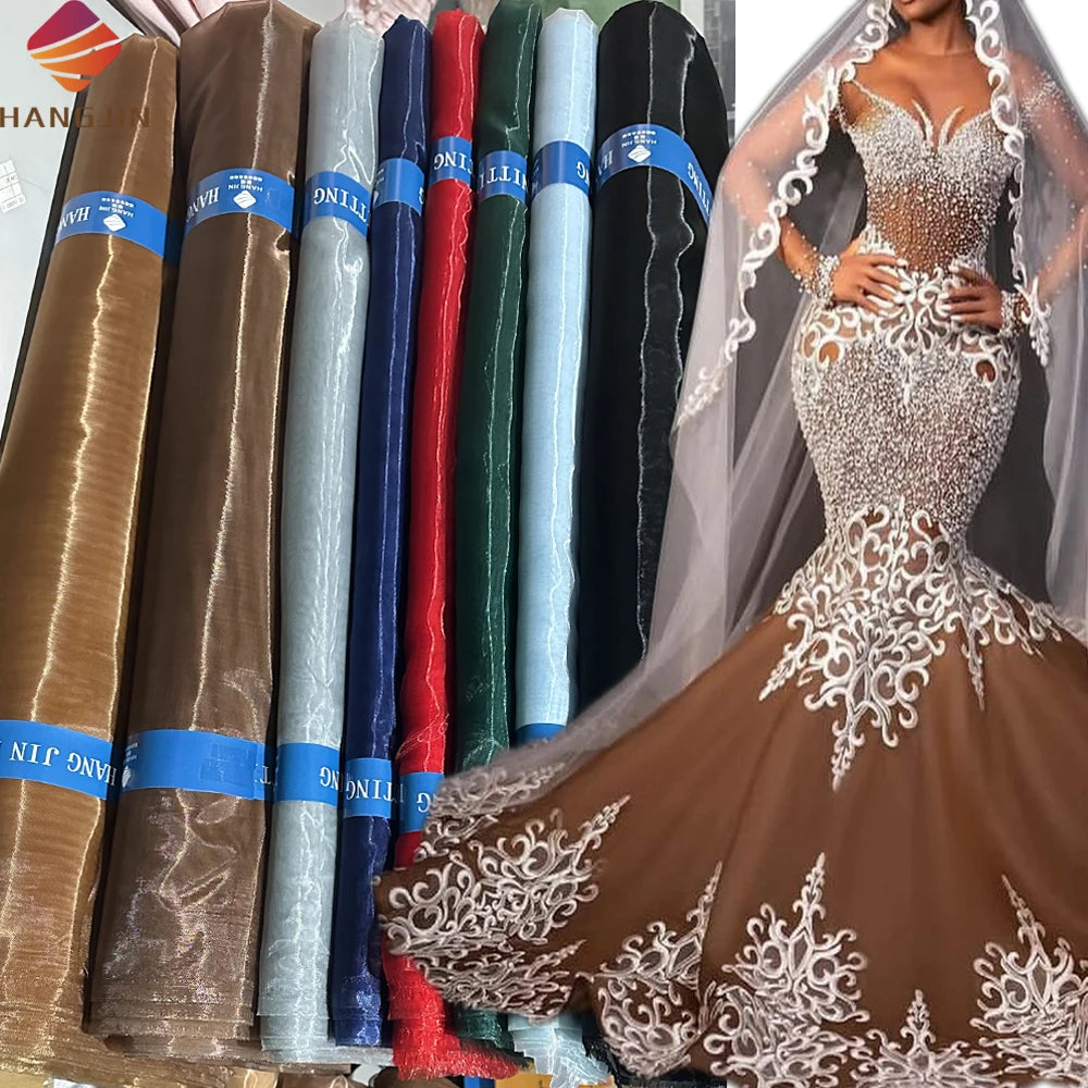 Hot Sale 100% Nylon Tulle Fabric High Quality Strong Corset Netting Transparent Hard Corset Mesh Bobbinet Fabric for Sewing