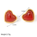 Trendy Valentine's Day Stainless Steel Love Heart Earring Fine Jewelry Natural Stone Red Heart Earring for Women