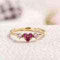 Exquisite Ring Simple Lovely Small 14k Gold Plated Crown Heart Zircon Ring
