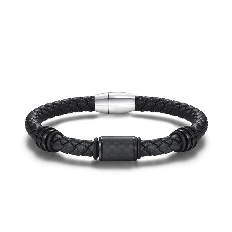 2024 New Arrival Mens Jewelry Stainless Steel Components Black Custom Engravable Bracelet With Magnetic Clasp
