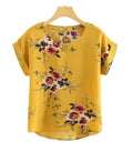 Summer Fashion Floral Print Blouse Pullover Ladies O-Neck Tee Tops Female Women's Short Sleeve Shirt Clothing