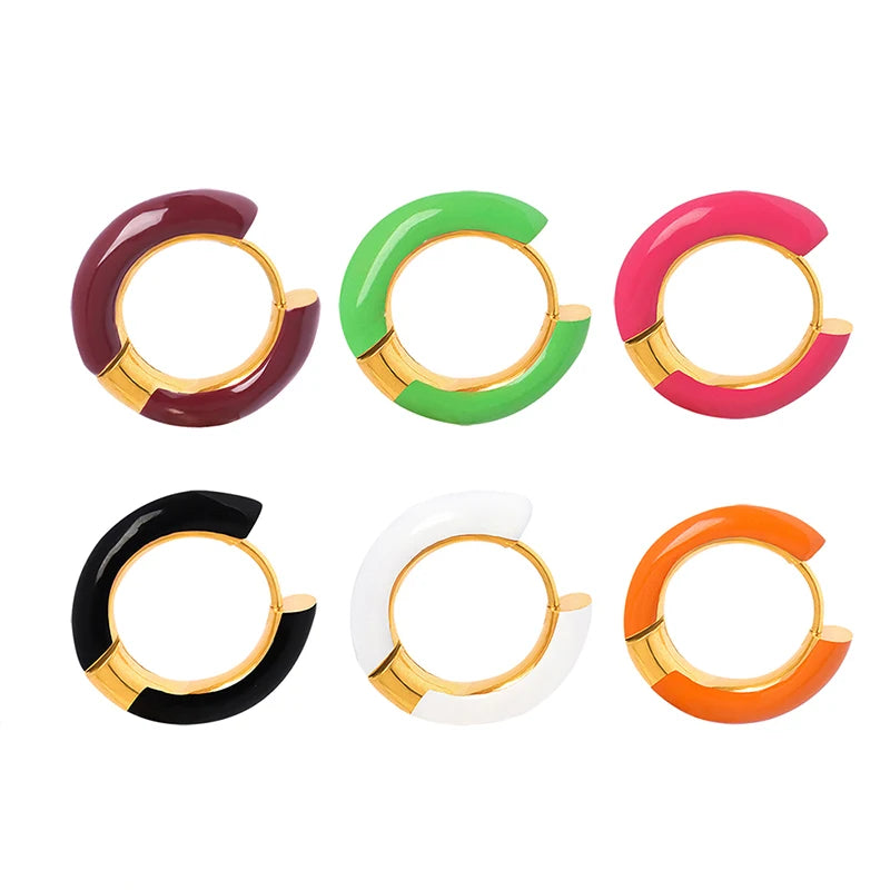 Candy Colored Earrings Drop Stainless Steel Gold-plated Color Retaining Waterproof Earrings