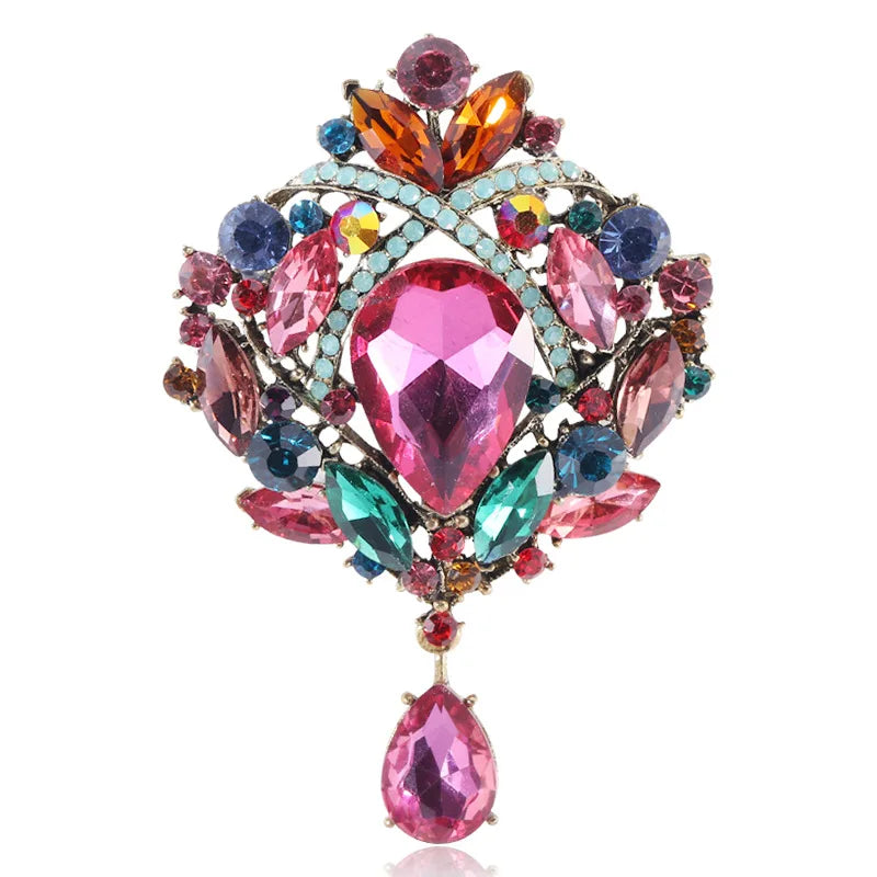 MM1573 Hot Selling Fashion Teardrop Brooch Women Rhinestones Brooch Jewelry Wholesale