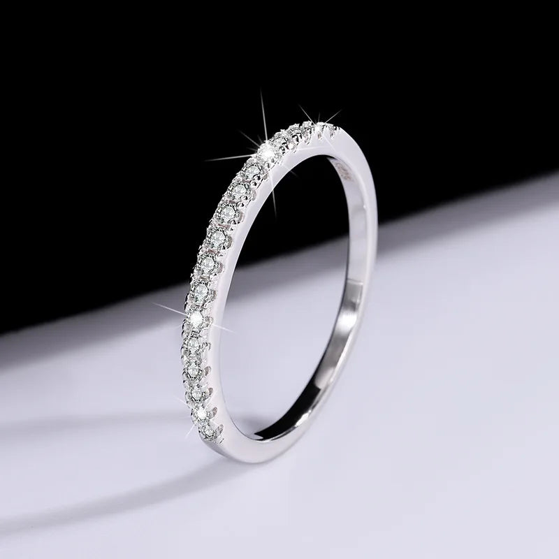 Factory Wholesale S925 Silver Moissanite Vvs D Color Ring With GRA Certificate in a Row Stacking Ring for Women Wedding Ring