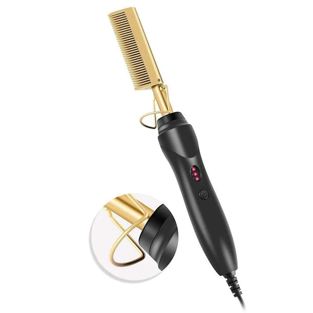 Hair Straightener 500 Degrees Pink Hot Comb with Crystals Heated Comb Vendor Rhinestone Bling Hot Comb