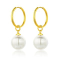Ins Popular 18k Gold Plated Hoop Earrings Fine Pearl Pendant Earrings