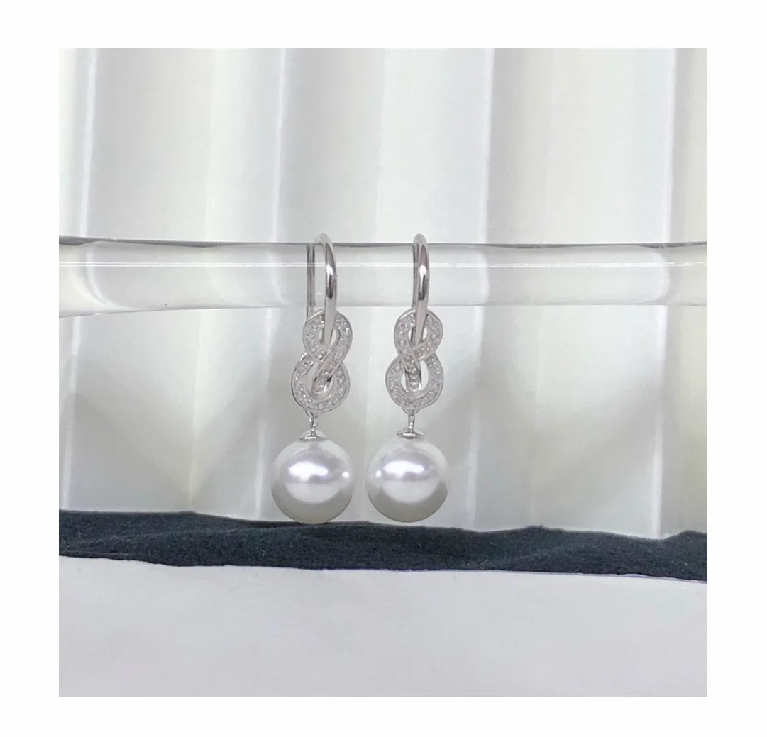 E2139 9-10mm DIY Natural Freshwater Pearl Charm Earrings Mounting Accessory 925 Sterling Silver Gold Plated  Jewelry for Women