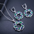 Wholesale Elegant Artificial Diamond Wedding Crystal Resistant Round Flower Multicolor Zircon Rhinestone Necklace Earrings Sets
