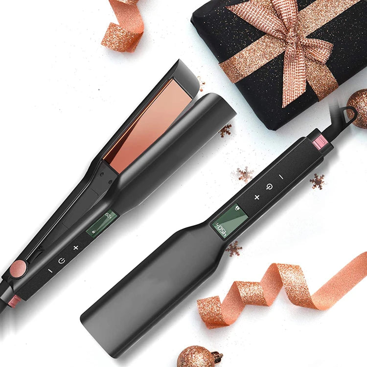 Professional Keratin Hair Straightener LCD Display Customized Flat Iron Straightening Ceramic Plate Titanium Household RV