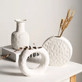 Modern Frosted Matte White Porcelain Art Vases Rustic Tabletop Home Decor Flower Vase Ceramic
