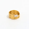 High End 18K PVD Gold Plated Spiral Cambered Stainless Steel Band Zirconia Rings for Women Trendy Jewelry Wholesale