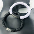 BMZ 2026 logo Free Good Quality Knitted Genuine Real Leather Love-around Bracelet