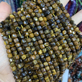 Wholesale Natural Semi-precious Stone 6*6mm Square Faced Tiger-eye Cube Beads for Jewelry Making