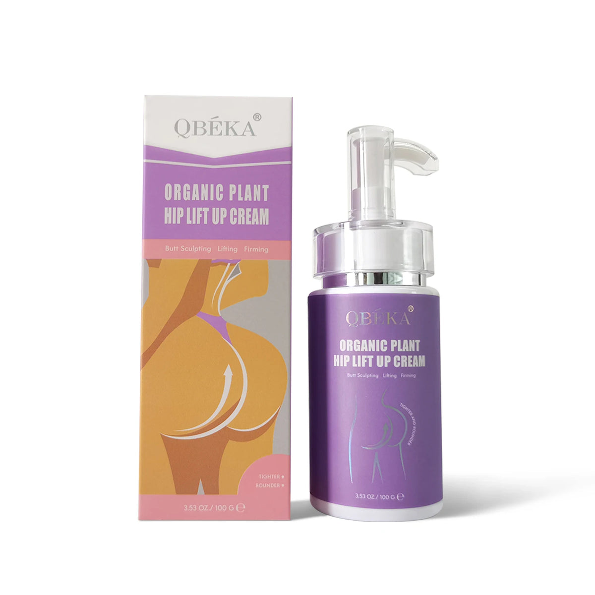 QBEKA Organic Herbal Hip Lift & Butt Enhancement Cream with Vitamin E GMPC Certified Customizable Packaging