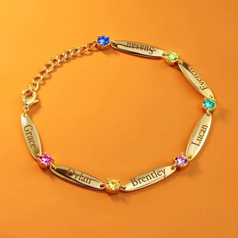 High Fashion 12 Birthstone European and American Mother's Day Personality Creative Custom Name Bracelet Engraved