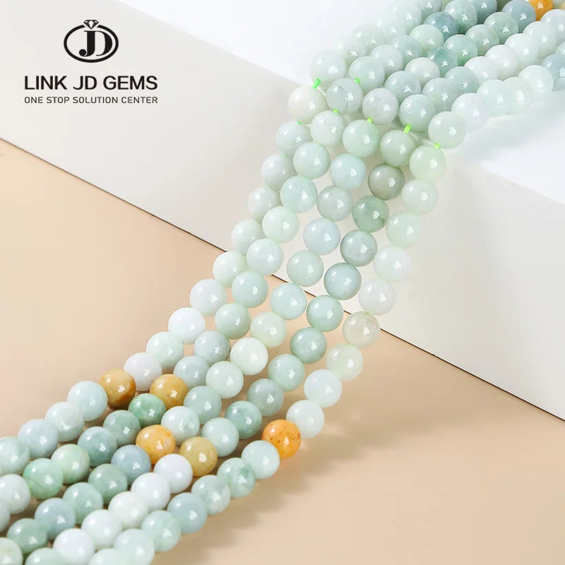 Natural Myanmar Jade Faceted Precious Gemstone Smooth Green Jades 8mm 0.08kg Loose Beads Jewelry Making
