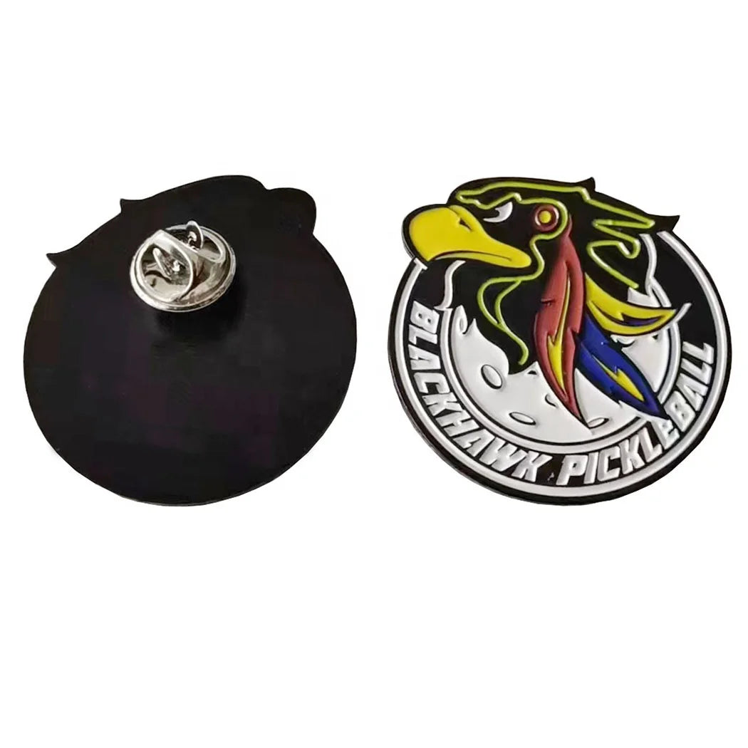 Promotion Custom Sports Club Logo Black Soft Enamel Pickleball Lapel Pin Metal Design Eagle Team Name Badge Uniform Brooch Badge