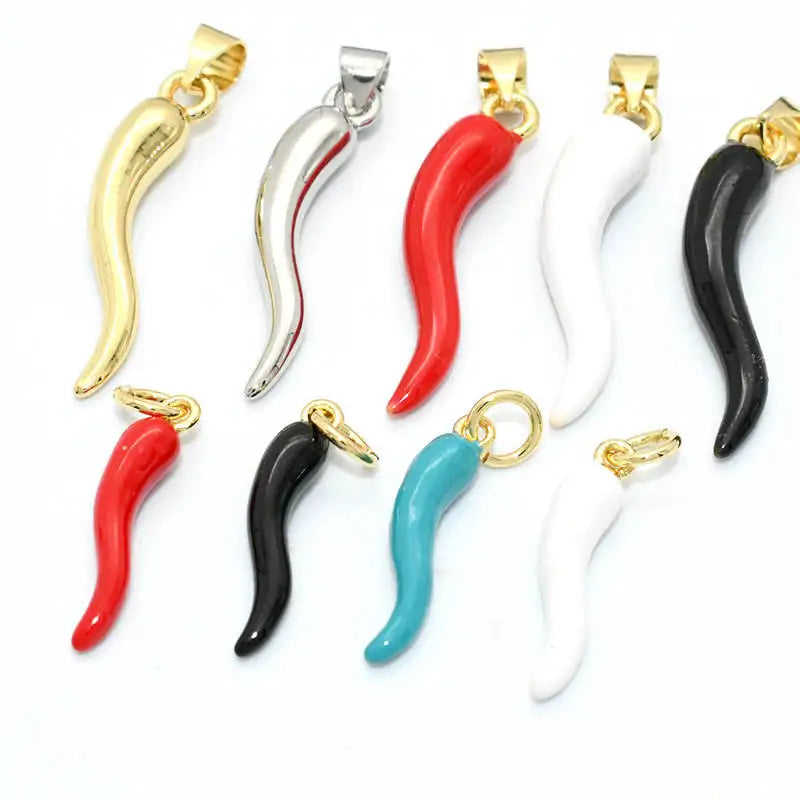 2024 Jewelry Enamel Chili Charm Pendant Necklace Lucky Horn Pendant Necklace Gold Stainless Steel Red Chili Pepper Necklace