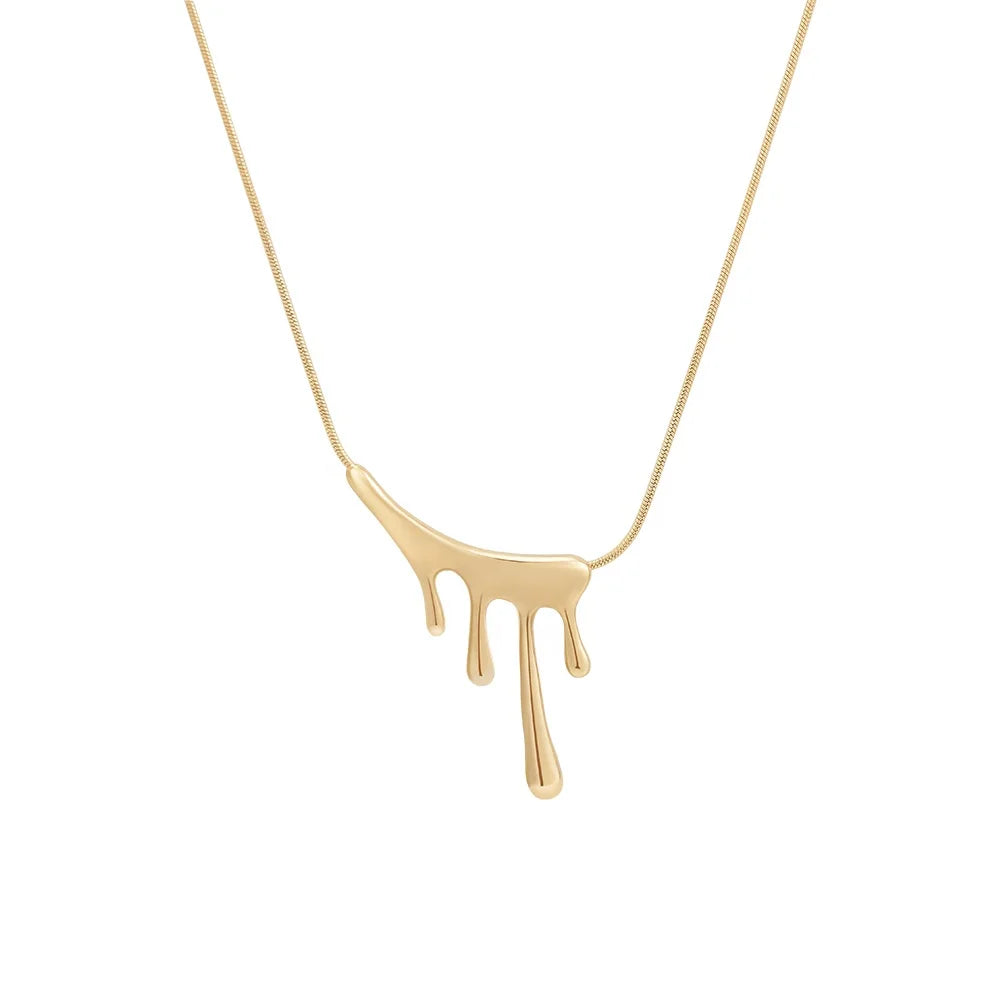 Latest 18K Gold Plated Stainless Steel Jewelry Unique Design Geometric Water Drops Pendant for Women Gift Necklaces P233374