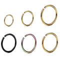 316L Surgical Steel PVD Plated Clip on Open Bendable Hoop Rings