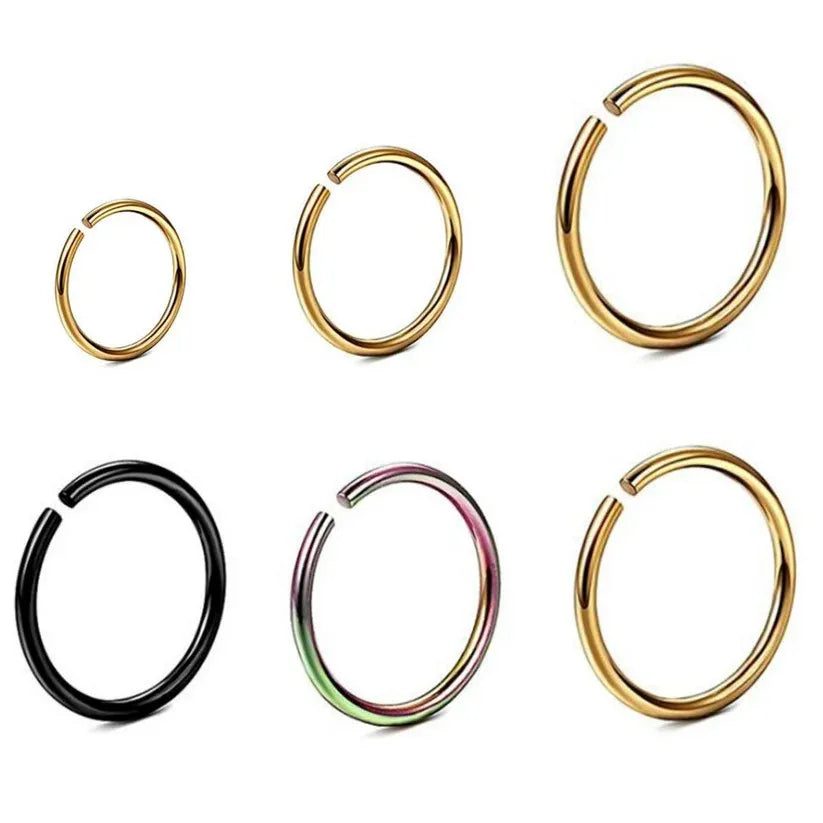 316L Surgical Steel PVD Plated Clip on Open Bendable Hoop Rings