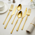 Amzn Hot Unique Stainless Steel Luxury Golden Plated Spoons Bulk Fork Spoon Cutlery Sets Flatware Wedding Gold Cutlery Set