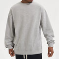 2024 Spring New 380G French Terry Men's Cotton Solid Color Round Neck Sweater Fashion Loose Vintage Sweatshirts for Men