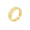 S925 Sterling Silver Women's Wedding Ring 18K Gold Plating Hammered Irregular Wavy Texture Matte Curve Knuckled Trendy