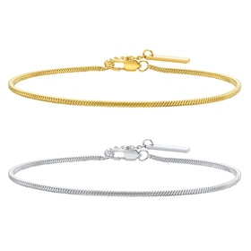Customizable Thin 1.7mm Stainless Steel Bracelet with Gold Plating Non-Tarnish Chain for Men Women Trendy Style with Logo Tag
