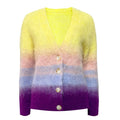 OEM Custom Make Rainbow Colors Knitted Cardigan Mink Hair Cashmere Long Sleeve V Neck Buttons Knitted Sweater Cardigan