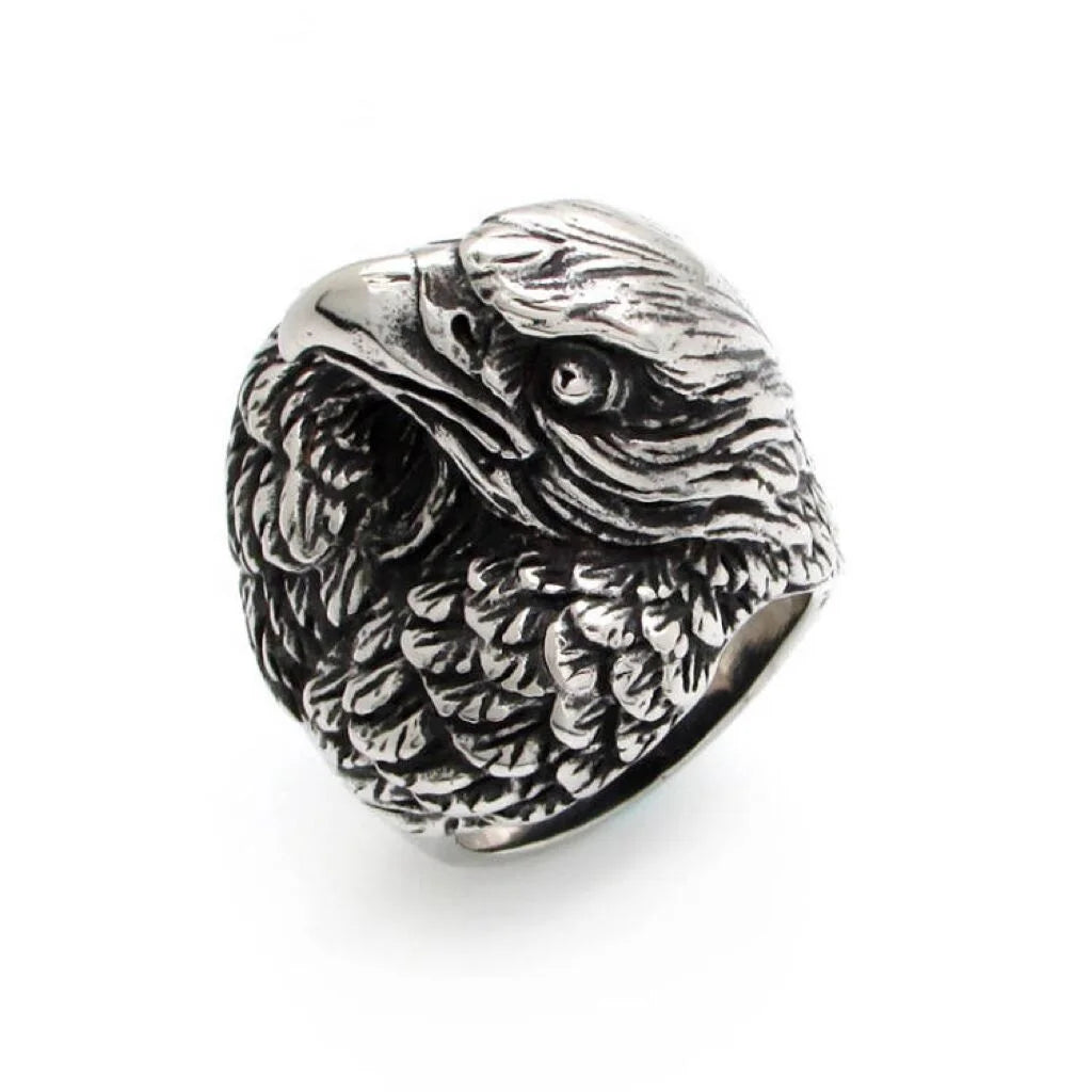 OAHLAN Customized Fashion Jewelry Rings Punk Animal Eagle Stainless Steel Ring for Men Boys Gift Finger Ring Band Size 8-13
